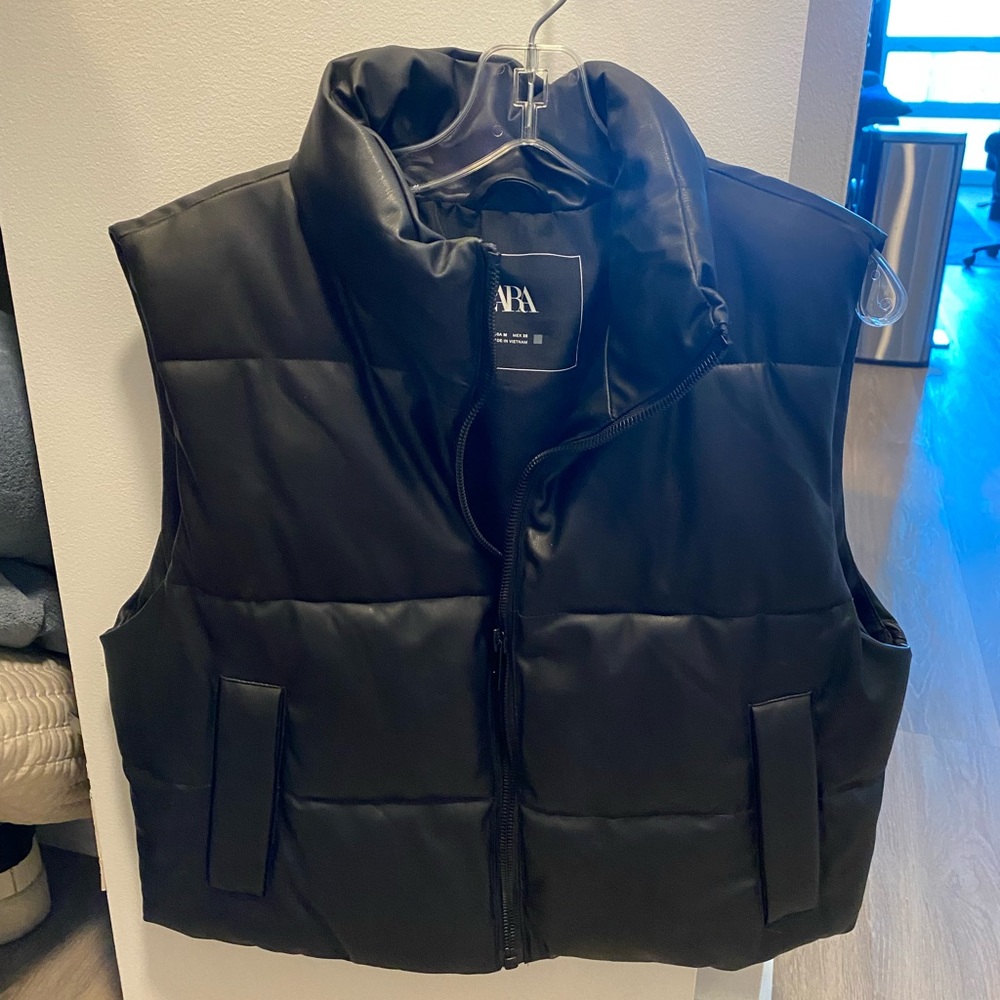 Zara Leather Puffer Vest